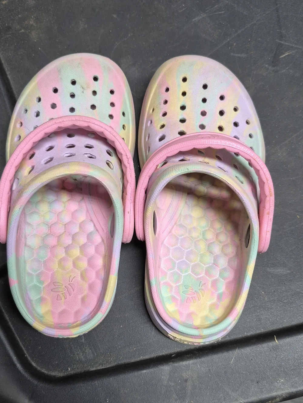 Kids Pastel Tie-Dye Comfort Clogs with Heel Strap - Pink Multicolor